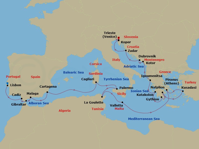 Itinerary map