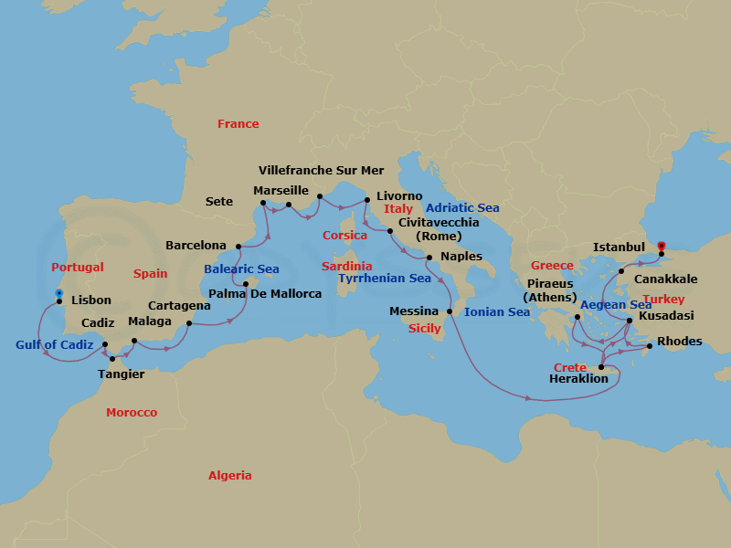 Itinerary map