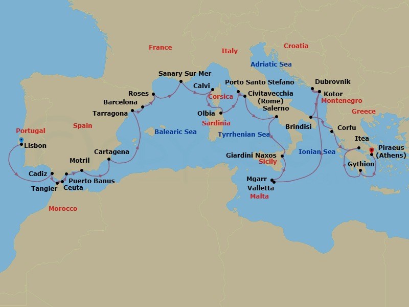 Itinerary map
