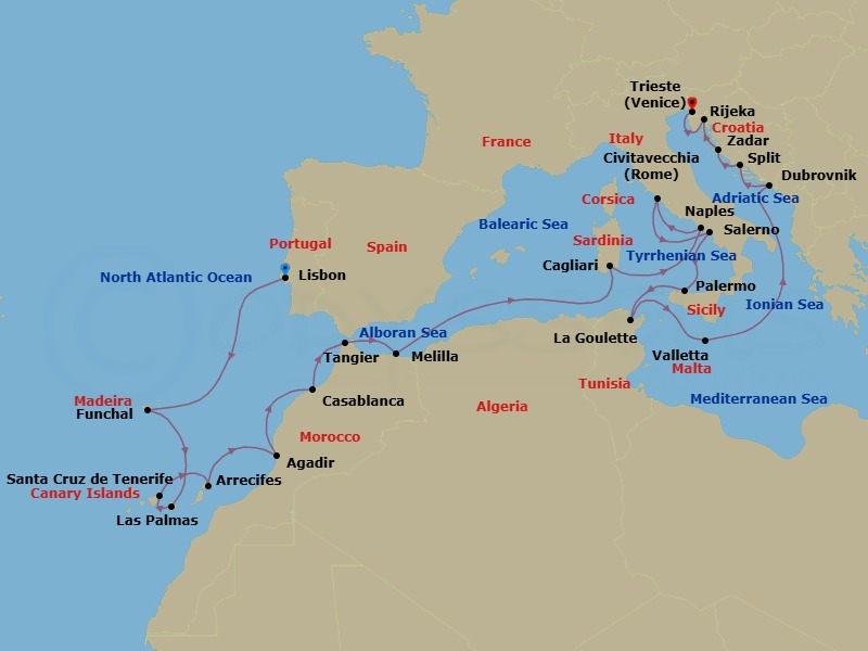 Itinerary map