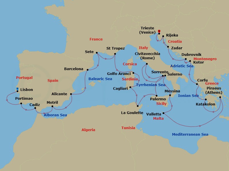 Itinerary map