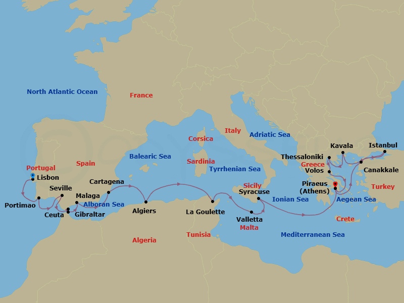 Itinerary map
