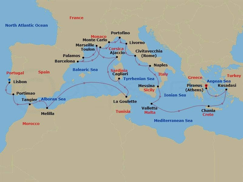 Itinerary map
