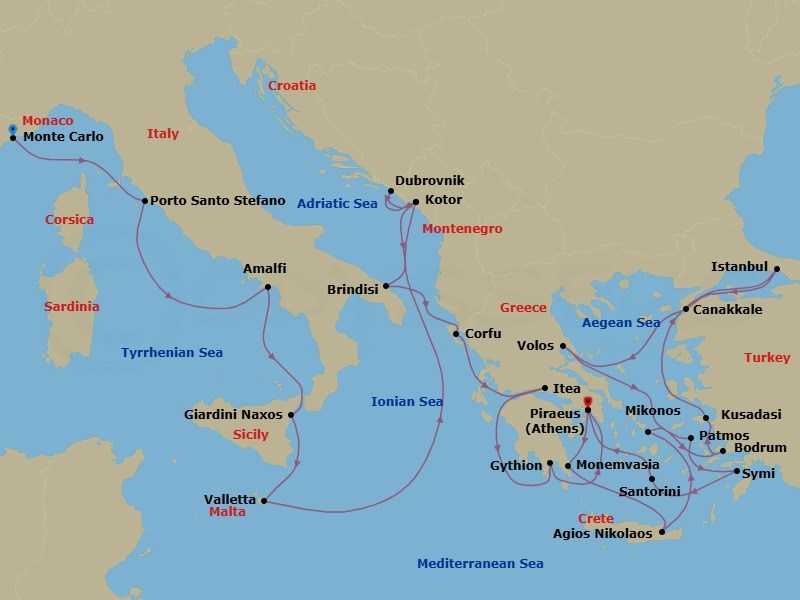 Itinerary map
