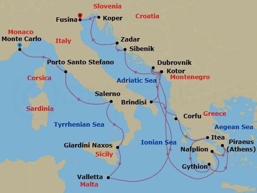Itinerary map