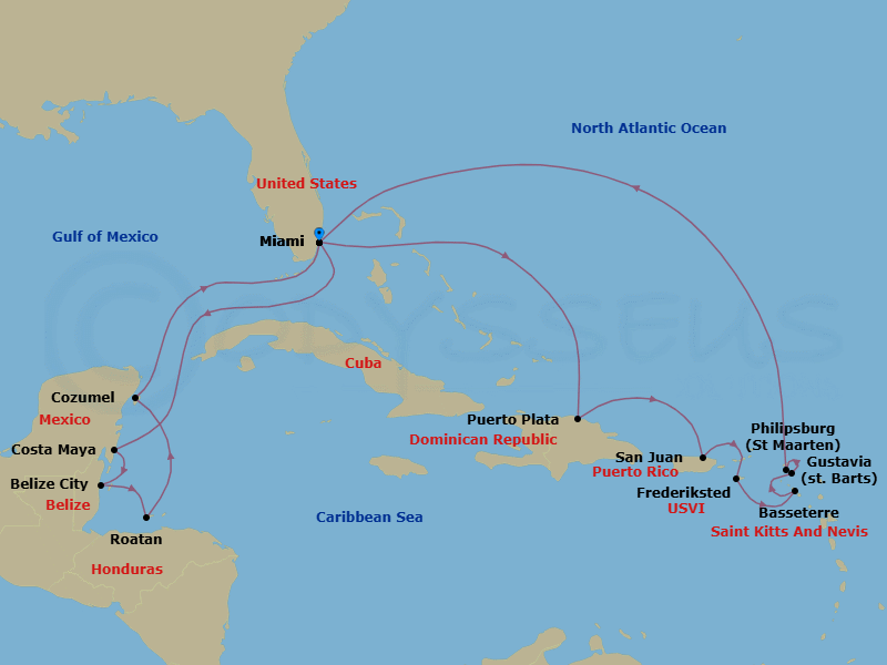 Itinerary map