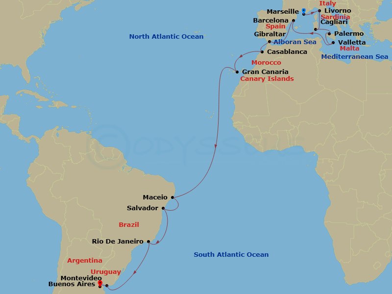Itinerary map