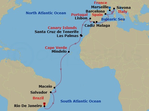 Itinerary map