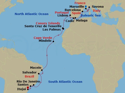 Itinerary map