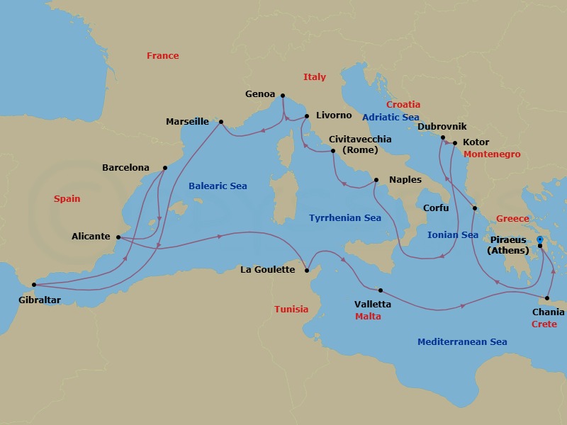 Itinerary map