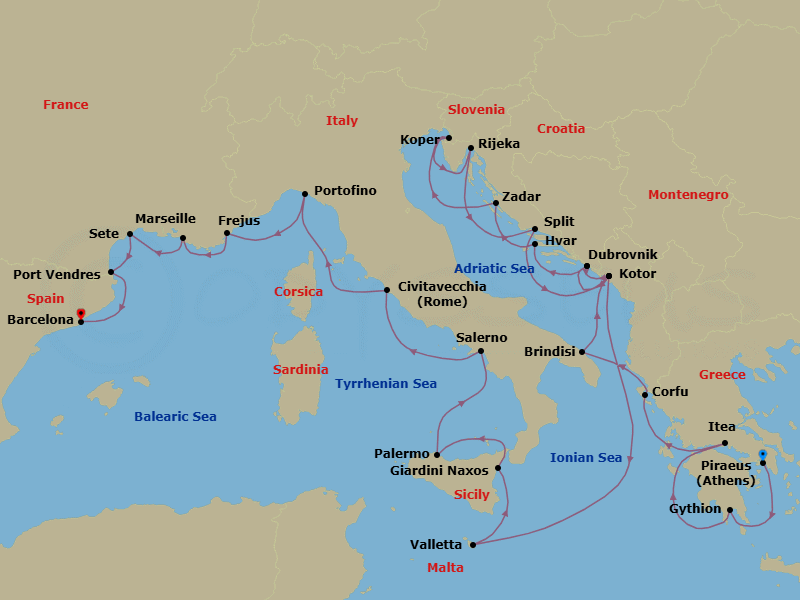 Itinerary map