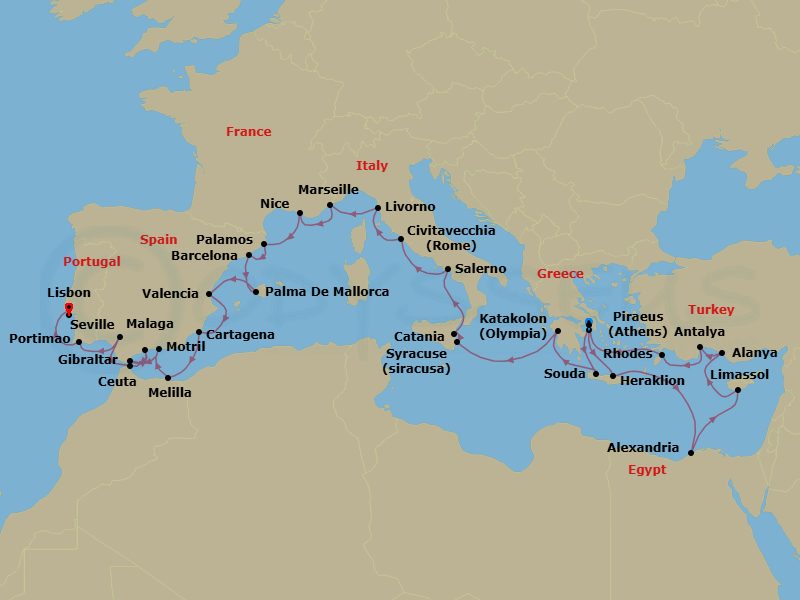 Itinerary map