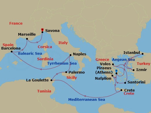 Itinerary map