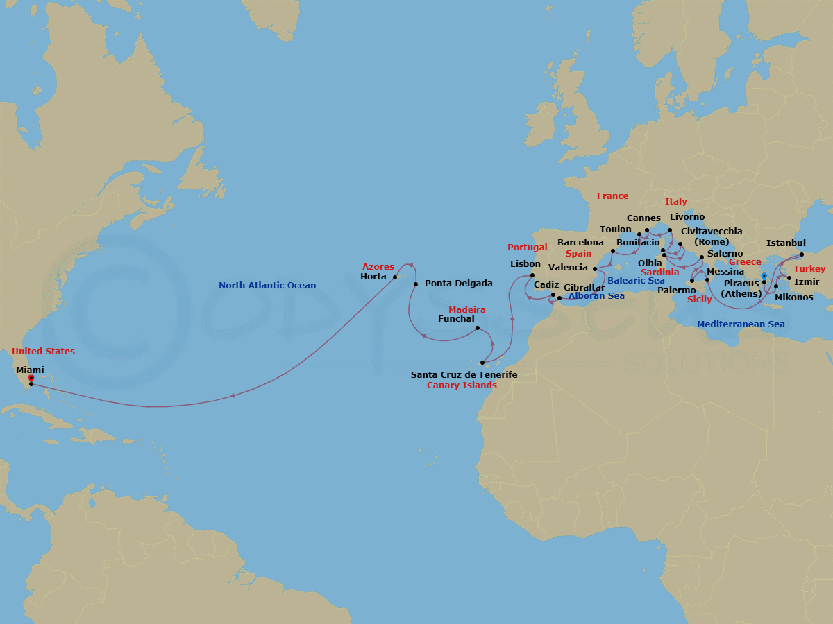 Itinerary map