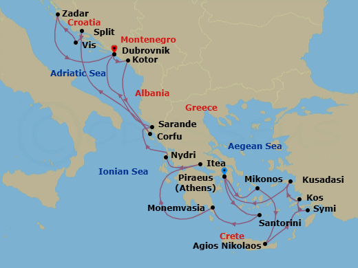 Itinerary map