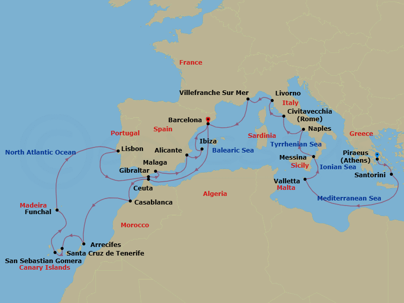 Itinerary map