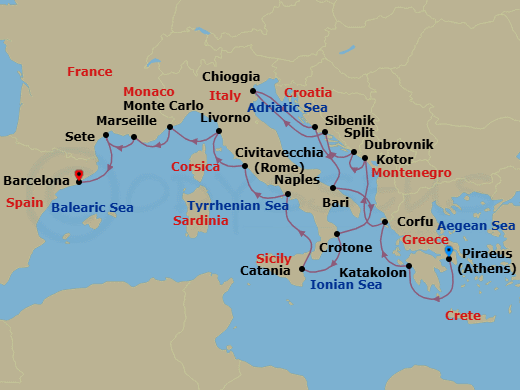 Itinerary map