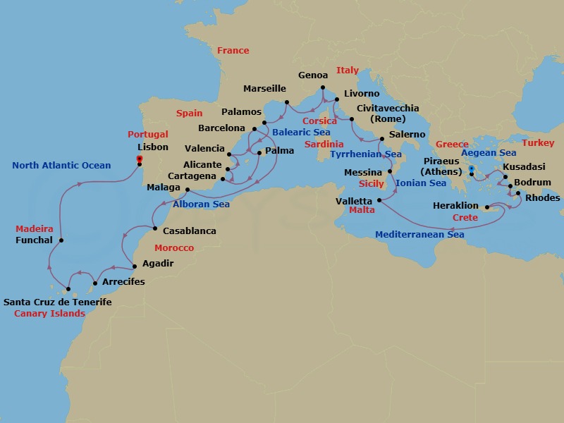 Itinerary map