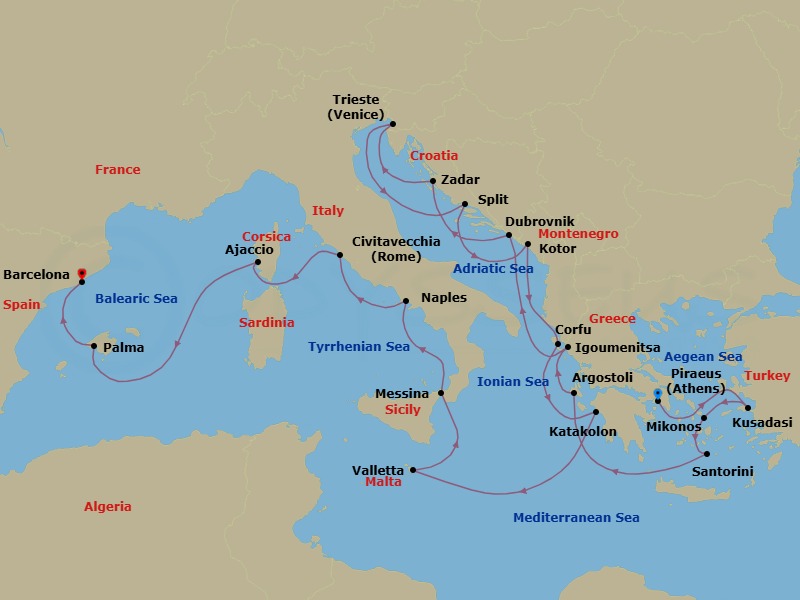 Itinerary map