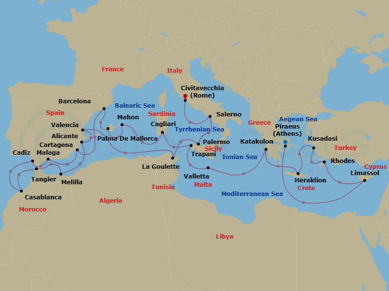 Itinerary map