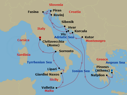 Itinerary map