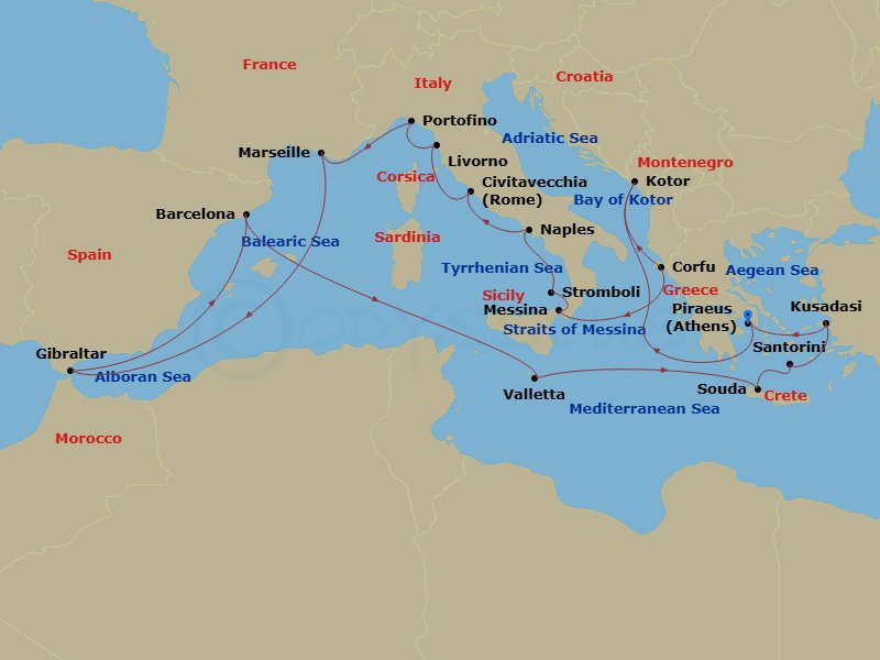 Itinerary map