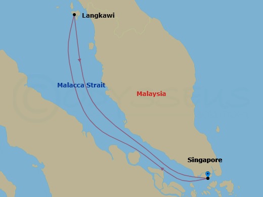 Route map: Singapore → Langkawi → Singapore