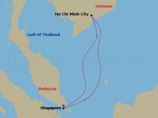 Route map: Singapore, Singapore → Ho Chi Minh Phuoc An,Vietnam → Singapore, Singapore