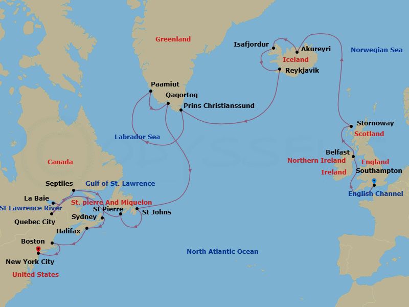 Itinerary map
