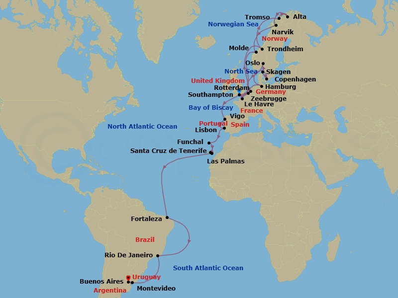 Itinerary map