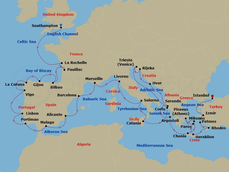 Itinerary map