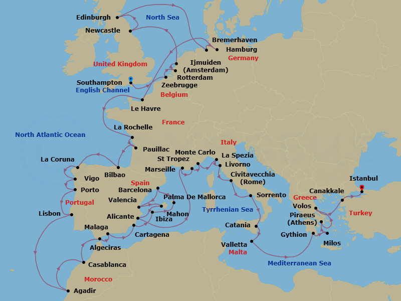 Itinerary map