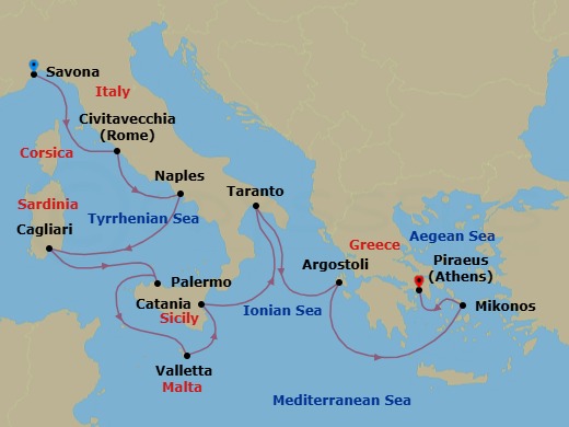 Itinerary map