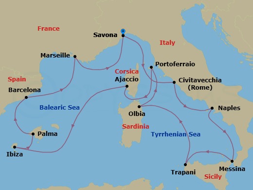 Itinerary map