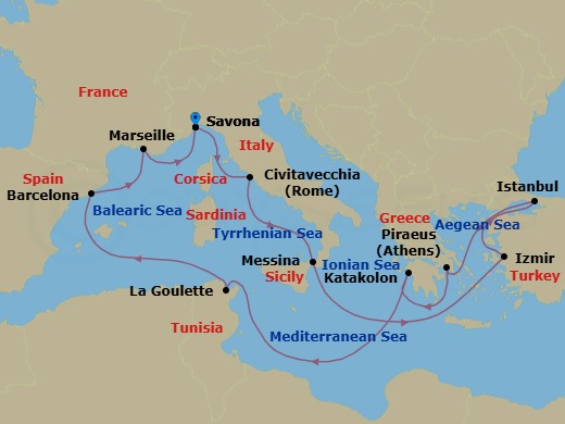 Itinerary map