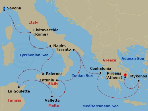 Itinerary map