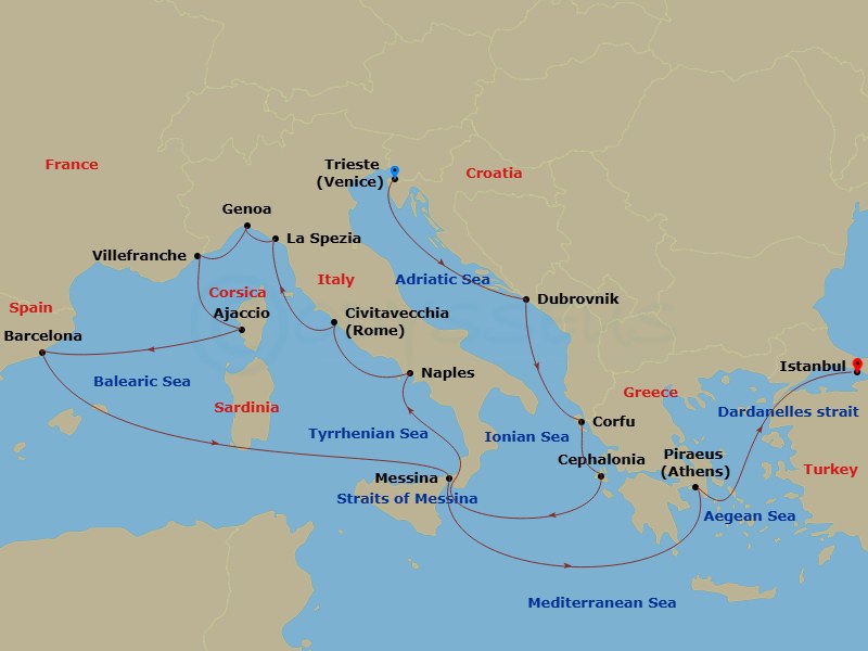 Itinerary map