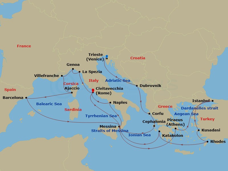 Itinerary map