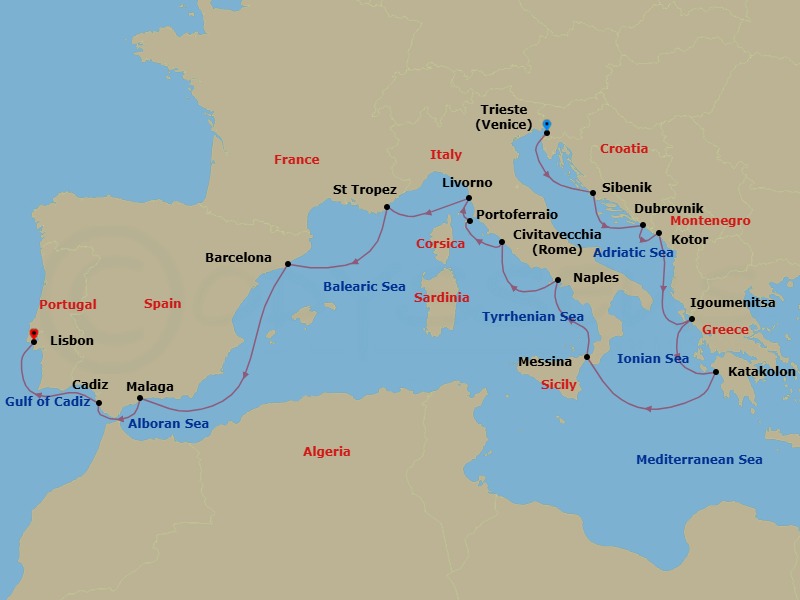Itinerary map