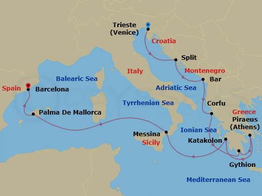 Itinerary map
