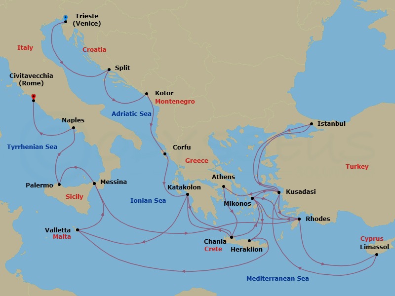 Itinerary map