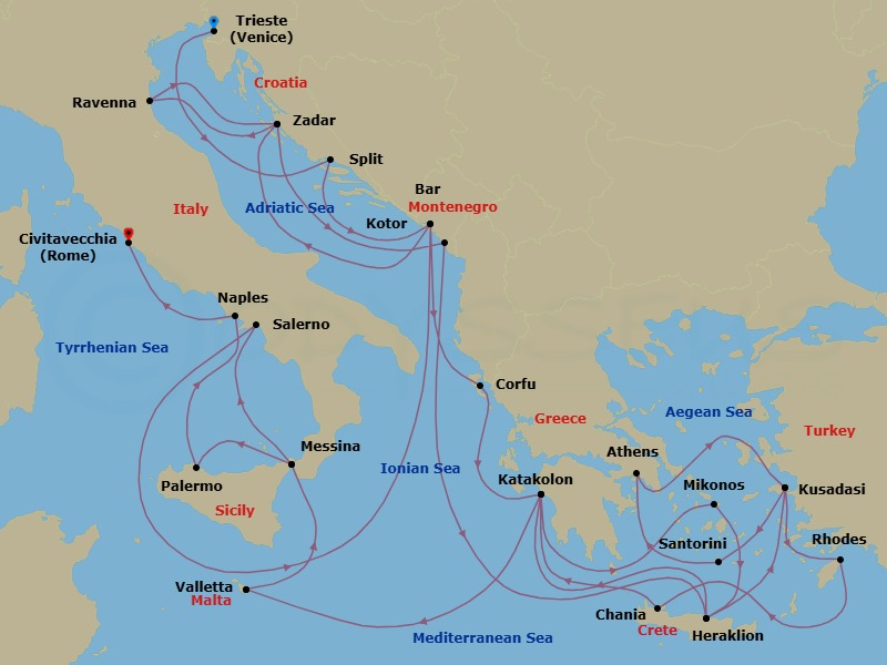 Itinerary map