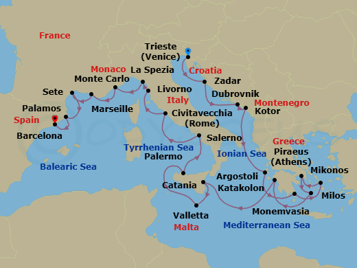 Itinerary map