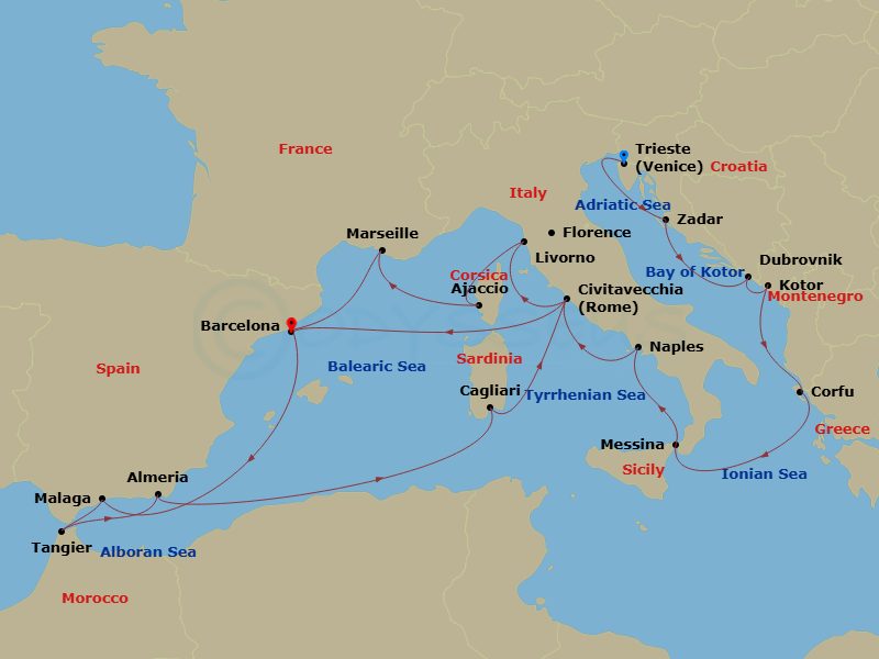 Itinerary map
