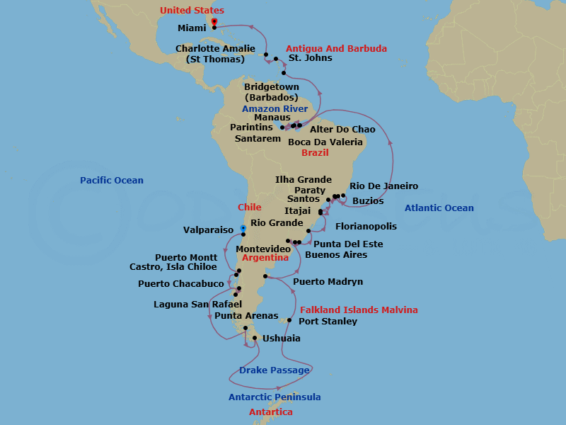 Itinerary map