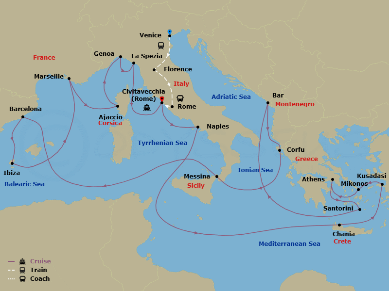 Itinerary map