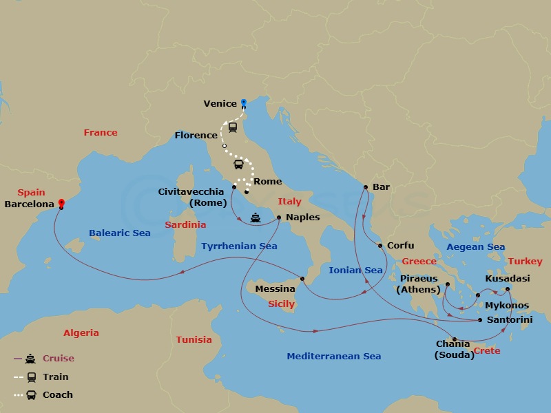 Itinerary map