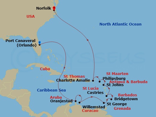 Itinerary map